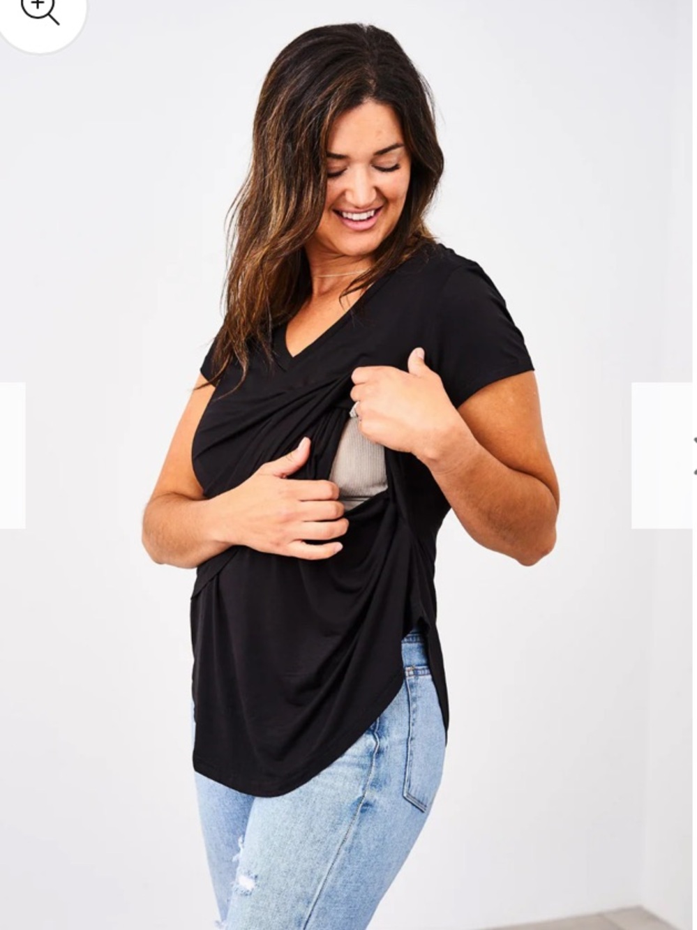 ***Three Pack*** of Latched Mama V-Neck Short Sleeve Tee Grey, Navy, Black - Picture 4 of 10